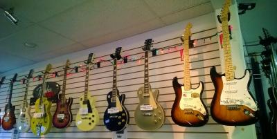 Guitars on wall